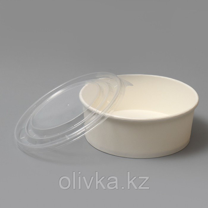 Салатник белый, с пластиковой крышкой, 1100 мл - фото 2 - id-p113267092