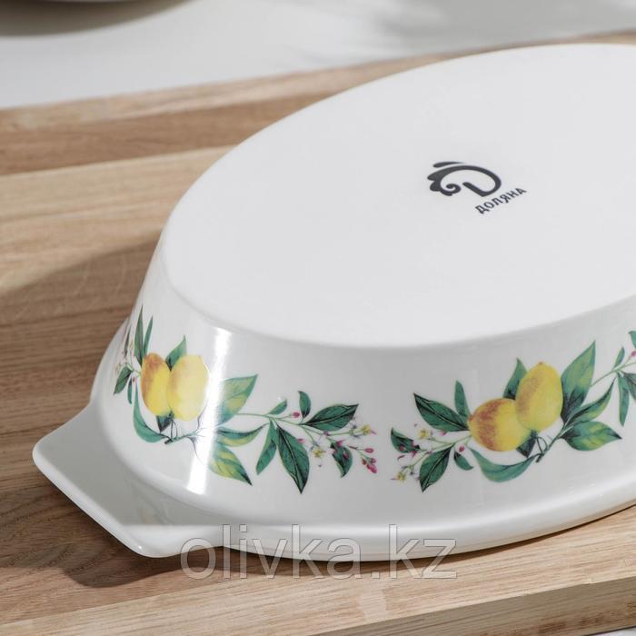 Форма для выпечки из жаропрочной керамики овальная Доляна «Лимон», 30,5×18 см, цвет белый - фото 3 - id-p113260338
