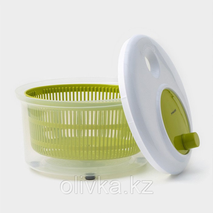 Центрифуга для сушки зелени Доляна Fresh cook, 3,7 л, пластик, цвет бело-зелёный - фото 4 - id-p113271680