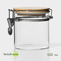 Банка стеклянная для сыпучих продуктов с бугельным замком BellaTenero «Эко», 500 мл, 10×10,3 см