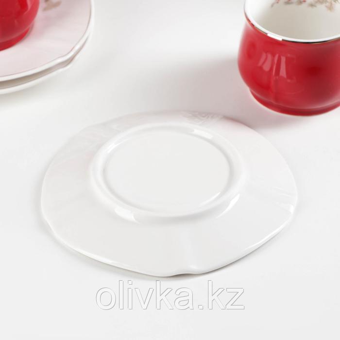 Сервиз керамический кофейный «Шишечки», 12 предметов: 6 чашек 90 мл, 6 блюдец d=12 см, цвет красный - фото 3 - id-p113262174