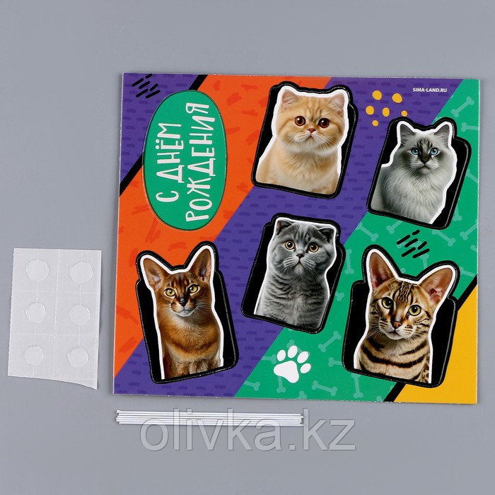 Топпер картон на подложке с проволокой "Котики" - фото 2 - id-p113279473