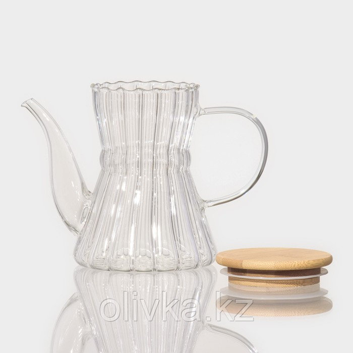 Чайник стеклянный заварочный с бамбуковой крышкой «Эко. Восток», 600 мл, 18×11,5×14 см, без сита - фото 3 - id-p113257830