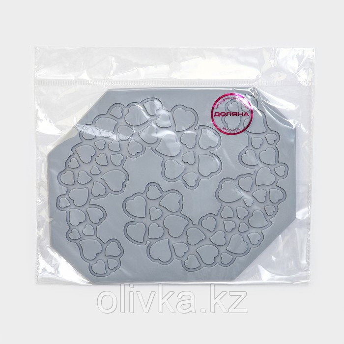 Силиконовый коврик для айсинга Доляна «Сердца», 17,7×14×0,3 см , цвет серый - фото 4 - id-p113276282
