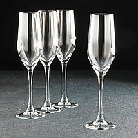 Набор стеклянных бокалов для шампанского «Серебряная дымка», 160 мл, 4 шт