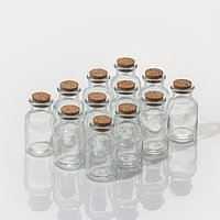 Набор баночек стеклянных для специй с пробковой крышкой Доляна «Парфе», 40 мл, 4×6,6 см, 12 шт