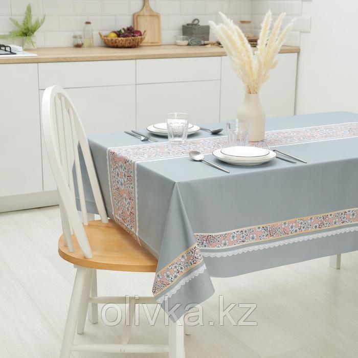 Клеёнка на стол на тканевой основе «Мила», рулон 20 метров, ширина 137 см, цвет серый - фото 1 - id-p113261239