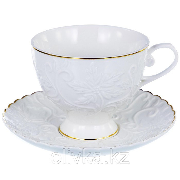 Чайный набор Balsford «Грация», 12 предметов, 220мл, белый рельефный рисунок с золотом - фото 3 - id-p113271706