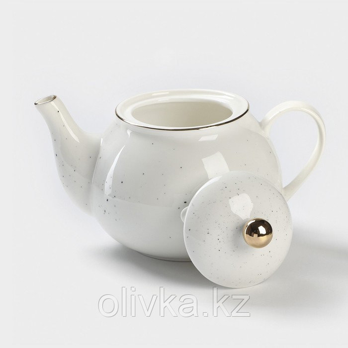 Чайник фарфоровый заварочный Доляна «Млечный путь», 900 мл, цвет белый в крапинку - фото 2 - id-p113259510