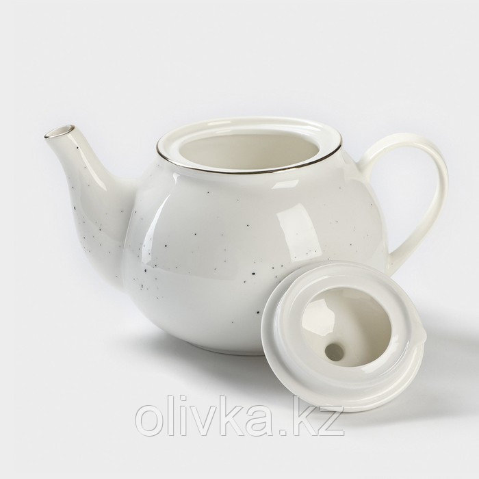 Чайник фарфоровый заварочный Доляна «Млечный путь», 900 мл, цвет белый в крапинку - фото 3 - id-p113259510
