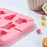 Форма силиконовая для леденцов «Морские друзья», 13×13×1,3 см, 8 ячеек, с крышкой, цвет розовый, фото 3
