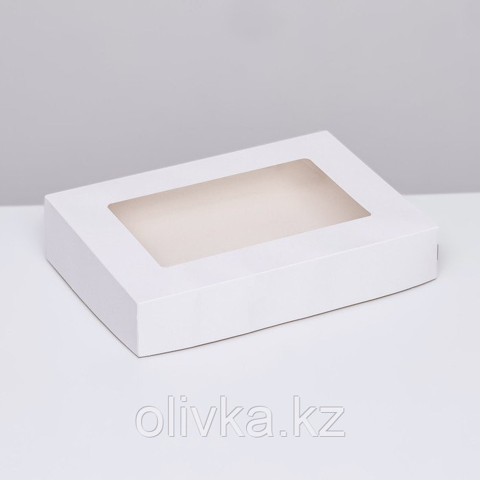 Коробка складная, с окном, белая, 28 х 20 х 5 см - фото 1 - id-p113278791