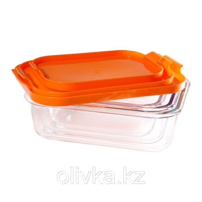 Набор стеклянных контейнеров, цвет оранжевый, 3 шт. - фото 6 - id-p113269796