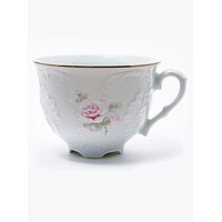 Чашка чайная Cmielow Рококо «Бледная роза, отводка платиной», фарфор, 250 мл