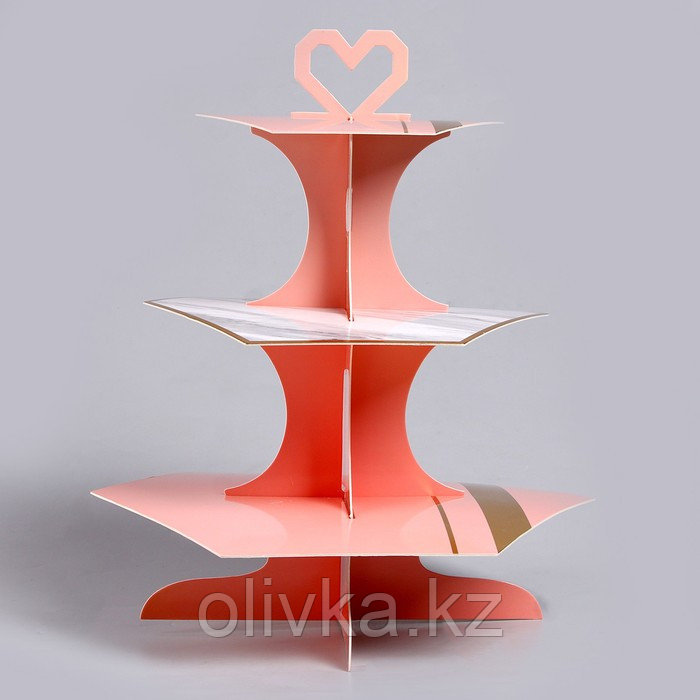 Подставка для пирожных, трёхъярусная, цвет розовый - фото 2 - id-p113271763