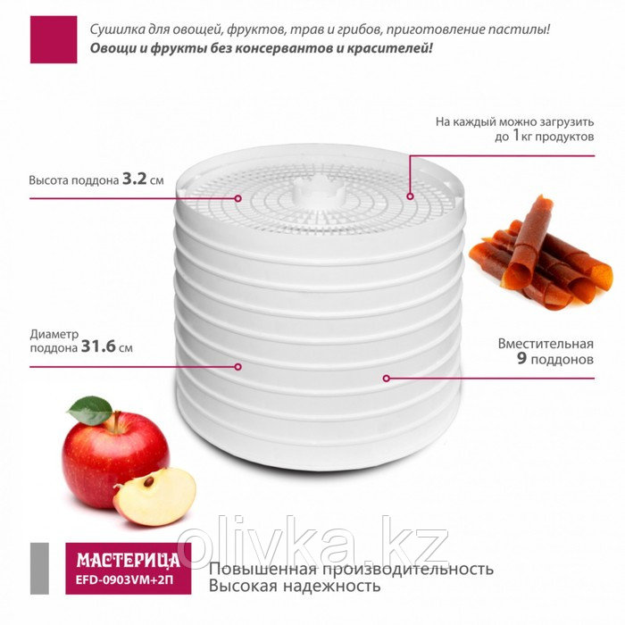 Сушилка для овощей и фруктов « Мастерица EFD-0903VM»,280 Вт, 9 ярусов - фото 5 - id-p113271768