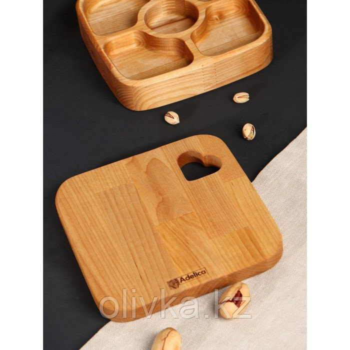 Подарочный набор деревянной посуды Adelica, доска сервировочная, менажница 5 секций, масло для пропитки в - фото 5 - id-p113268913