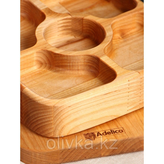 Подарочный набор деревянной посуды Adelica, доска сервировочная, менажница 5 секций, масло для пропитки в - фото 7 - id-p113268913