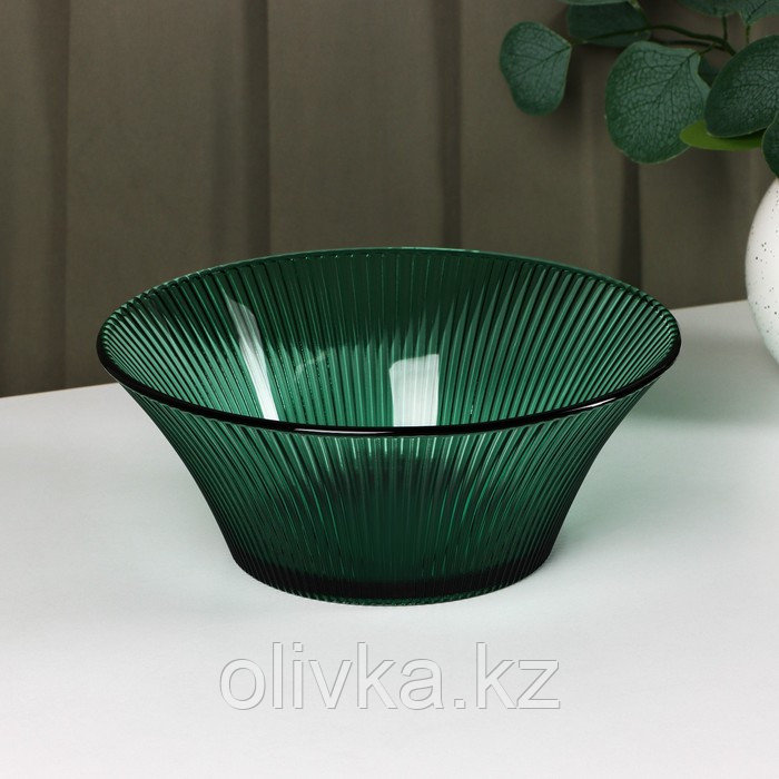 Набор стеклянной посуды «Верде», 5 предметов: 2 стакана 330 мл, 2 тарелки 280 мл, салатник 1,6 л, цвет зелёный - фото 2 - id-p113276361
