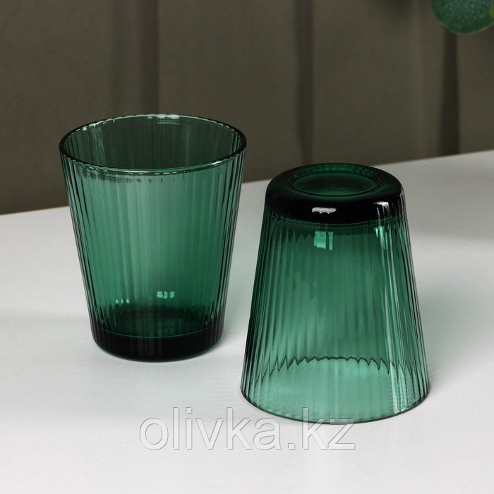 Набор стеклянной посуды «Верде», 5 предметов: 2 стакана 330 мл, 2 тарелки 280 мл, салатник 1,6 л, цвет зелёный - фото 5 - id-p113276361