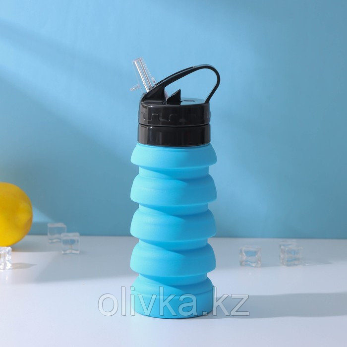 Бутылка складная Доляна «Стоун», 530 мл, 7×21 см, цвет голубой - фото 1 - id-p113274686