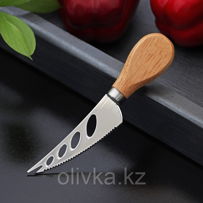 Нож для сыра Доляна «Ломоть», ручка из гевеи, 14,4×3 см - фото 1 - id-p113275529