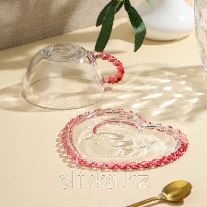 Чайная пара стеклянная «Розе», 2 предмета: кружка 250 мл, блюдце d=14 см - фото 5 - id-p113274698