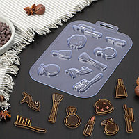 Форма для шоколада и конфет пластиковая набор женский «Туфелька», 21×14 см, цвет прозрачный