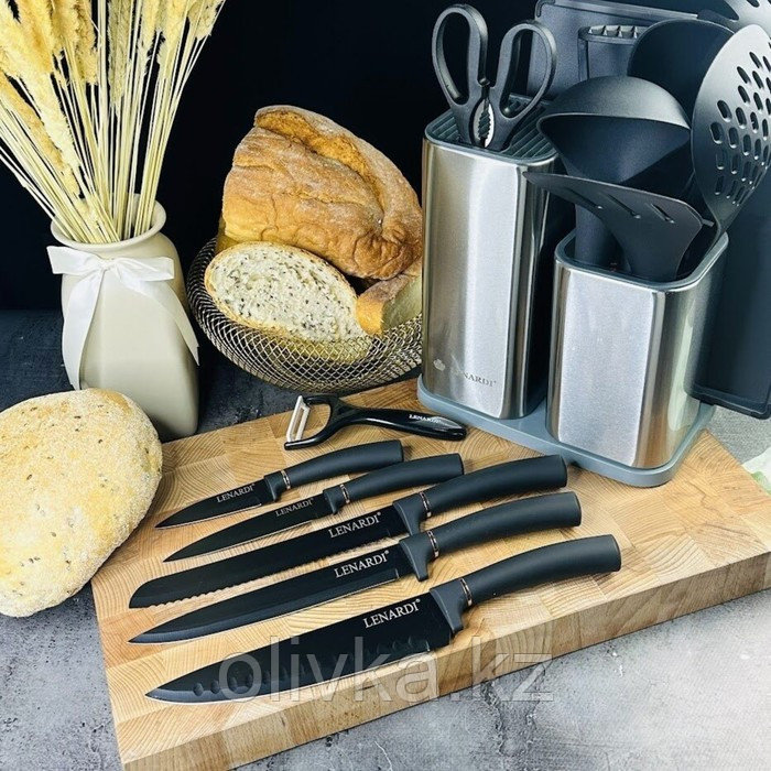 Набор ножей и кухонных принадлежностей Lenardi, на подставке, 15 предметов - фото 1 - id-p113277893