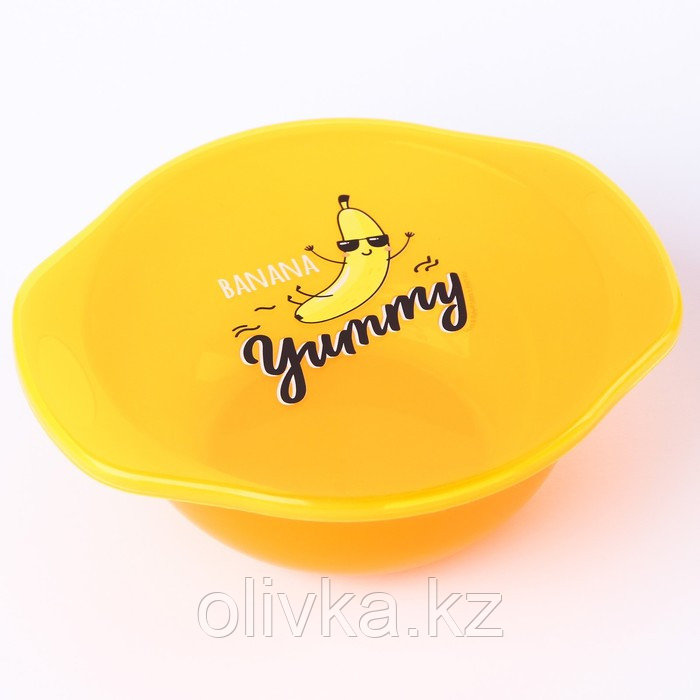 Тарелка для кормления Banana Yummy, c крышкой, цвет желтый - фото 3 - id-p113265618