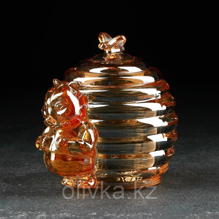 Баночка стеклянная для мёда и варенья «Медвежонок», 240 мл, 9×11,5 см, цвет золотой - фото 2 - id-p113266451