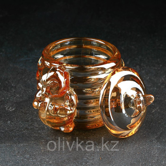 Баночка стеклянная для мёда и варенья «Медвежонок», 240 мл, 9×11,5 см, цвет золотой - фото 3 - id-p113266451