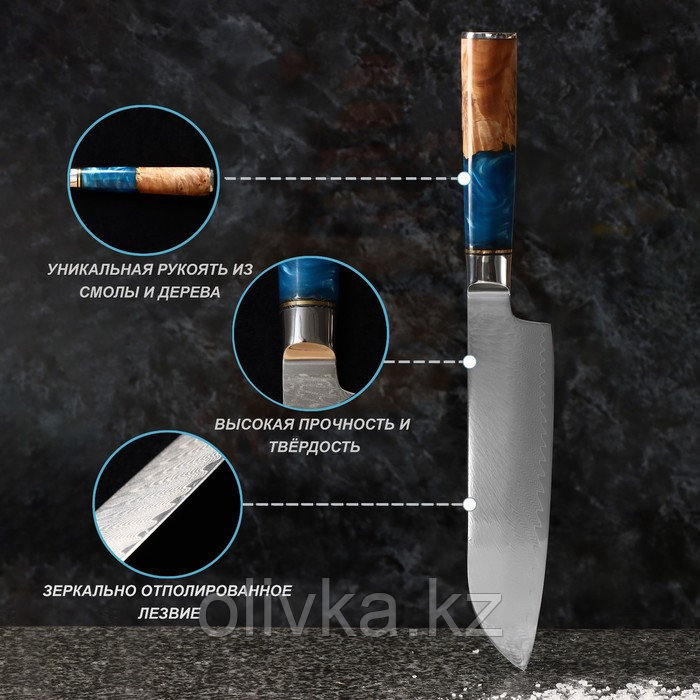 Нож Сантоку Paladium, 17,8 см, дамасская сталь VG-10 - фото 3 - id-p113268971