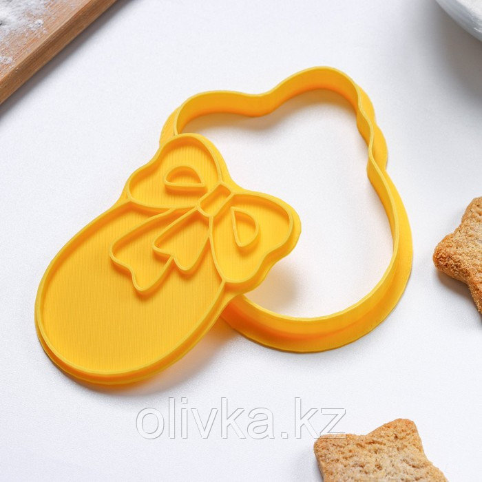 Форма для печенья «Яйцо с бантом», штамп, вырубка, цвет жёлтый - фото 5 - id-p113268983