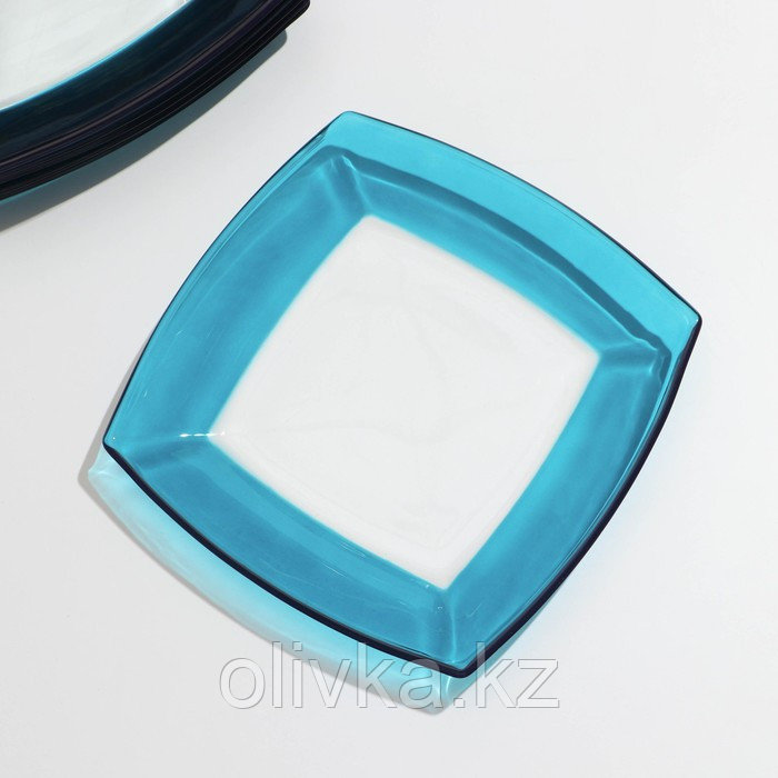 Набор тарелок стеклянный Tokio, 6 шт, d=19,5 см, цвет голубой - фото 3 - id-p113271866