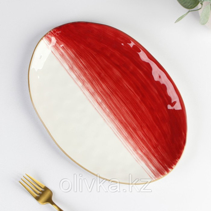 Блюдо фарфоровое Доляна «Космос», 30,5×21,7 см, цвет красный - фото 1 - id-p113273796