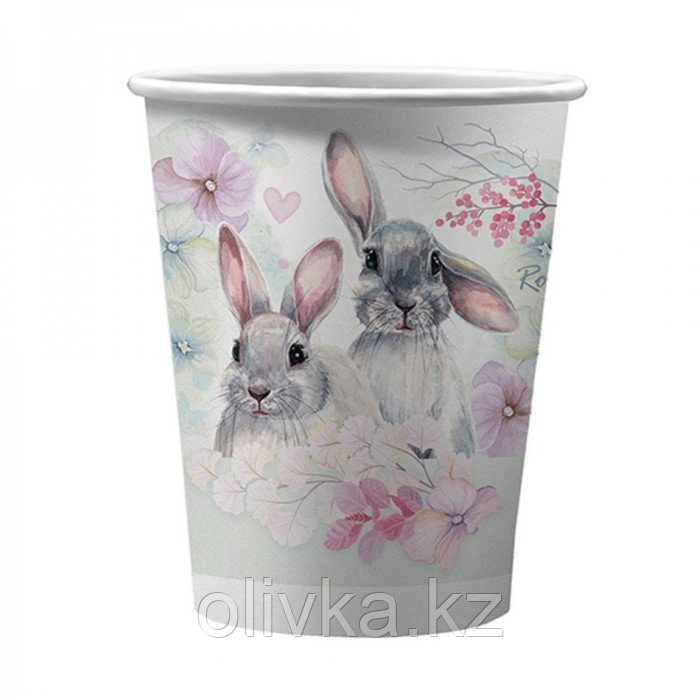 Набор бумажных стаканов «Кролики», (пастель), 6 штук, 250 мл - фото 1 - id-p113269922