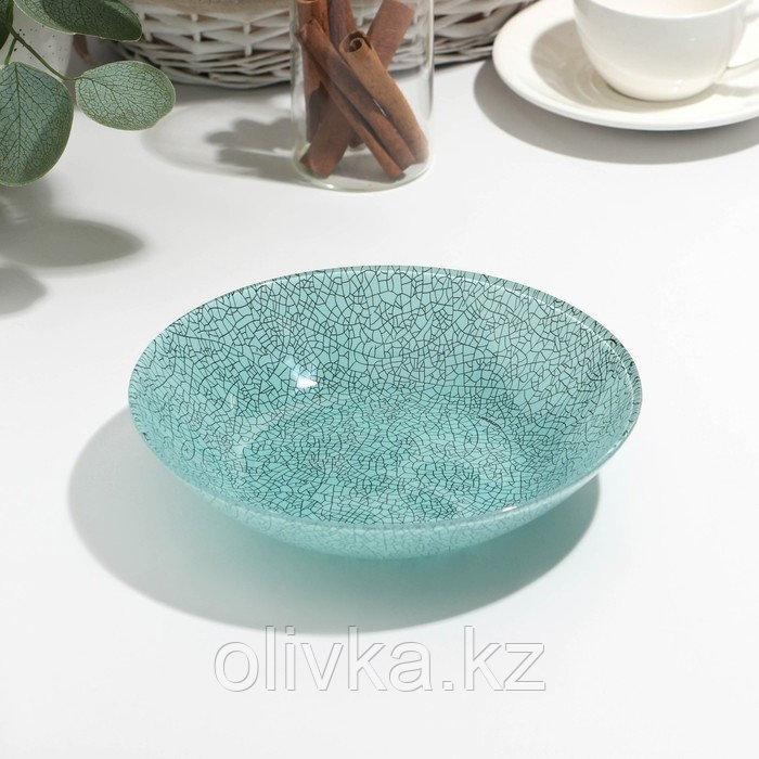 Тарелка глубокая Icy Turquoise, стеклянная, d=20 см, - фото 1 - id-p113273810