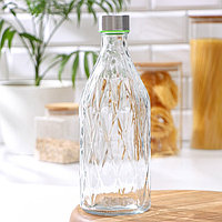 Бутыль стеклянная для соусов и масла с металличекой крышкой «Ромб», 1 л, 9,5×25,5 см