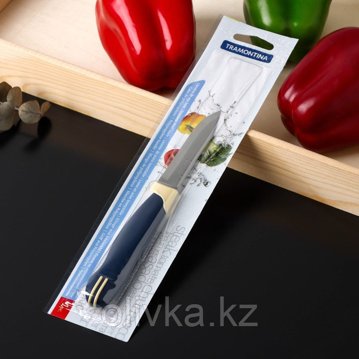 Нож кухонный Tramontina Multicolor, для овощей, лезвие 7,5 см, цвет синий - фото 3 - id-p113269023