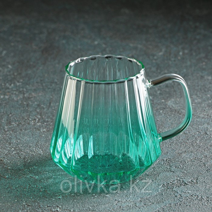 Набор для напитков из стекла Magistro «Градиент», 5 предметов: кувшин 1,8 л, 4 кружки 300 мл, цвет бирюзовый - фото 5 - id-p113269026
