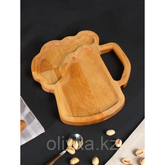 Подарочный набор деревянной посуды Adelica, блюдо для подачи к пиву, открывашка для бутылок, 25×22×1,8 см, - фото 2 - id-p113276462