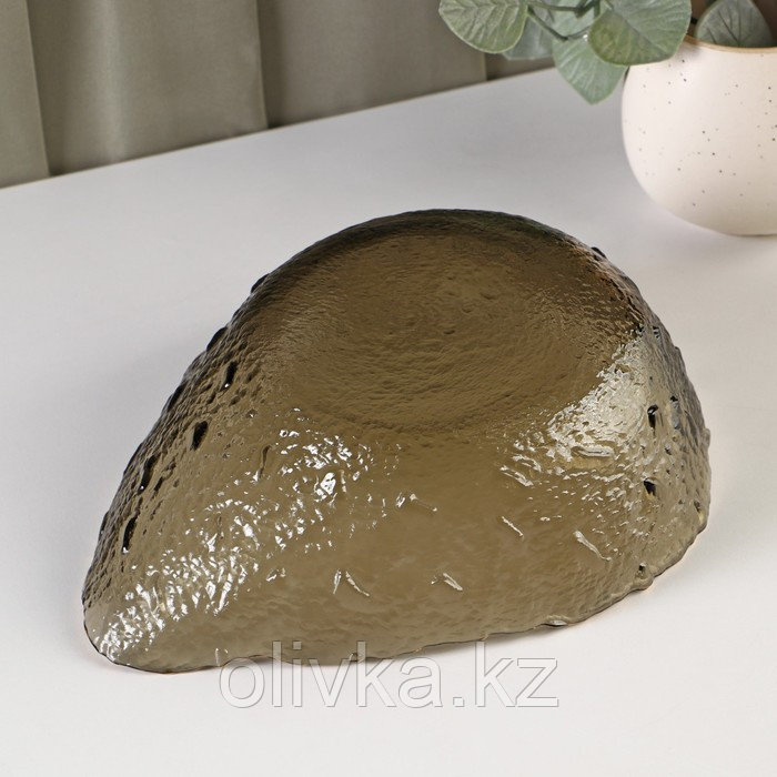 Салатник стеклянный фигурный «Ракушка», 930 мл, 22,5×17,5×7 см, цвет графит - фото 4 - id-p113269970