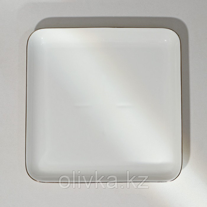 Тарелка фарфоровая квадратная «Золотая линия», 21,5×3,5 см, цвет белый - фото 2 - id-p113275662