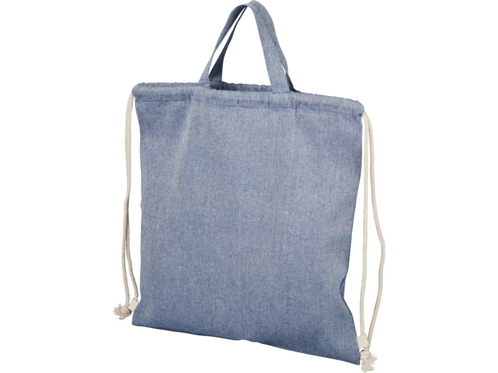 Рюкзак со шнурком Pheebs из 150 г/м2 переработанного хлопка, синий меланж - фото 1 - id-p113280823