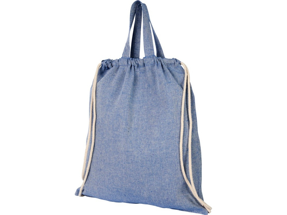 Рюкзак со шнурком Pheebs из 150 г/м2 переработанного хлопка, синий меланж - фото 3 - id-p113280823