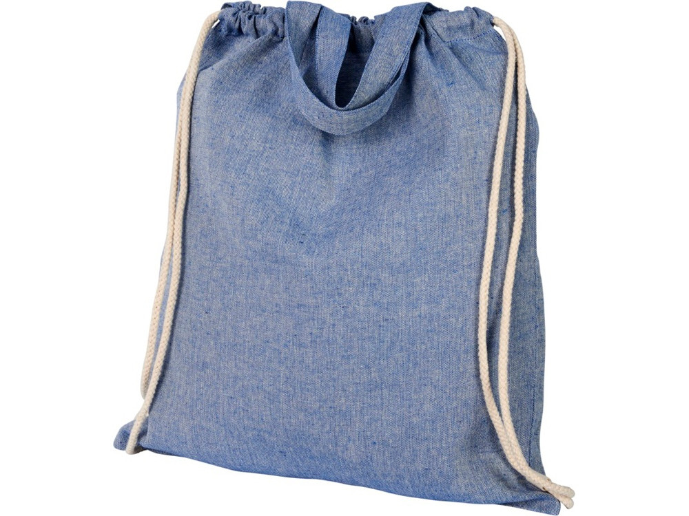 Рюкзак со шнурком Pheebs из 150 г/м2 переработанного хлопка, синий меланж - фото 4 - id-p113280823