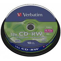 Verbatim Диск CD-RW 700Mb 10x Cake Box (10шт) (43480)