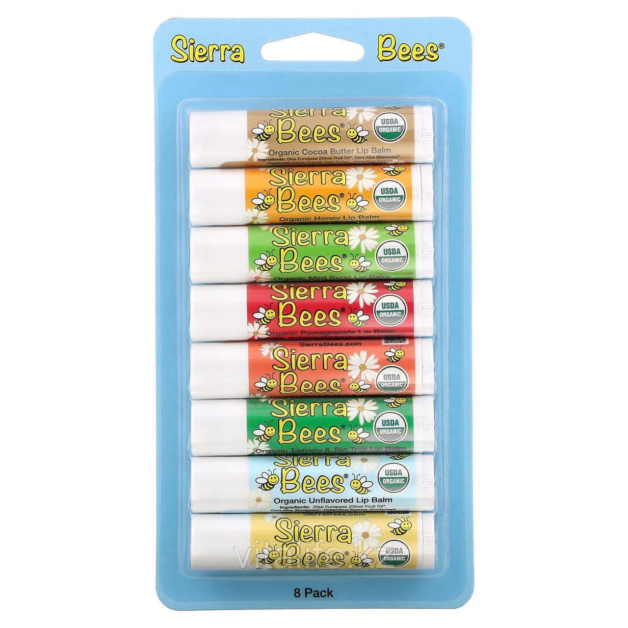 Sierra Bees, набор органических бальзамов для губ, 8 в упаковке, 4,25 г - фото 3 - id-p113283201