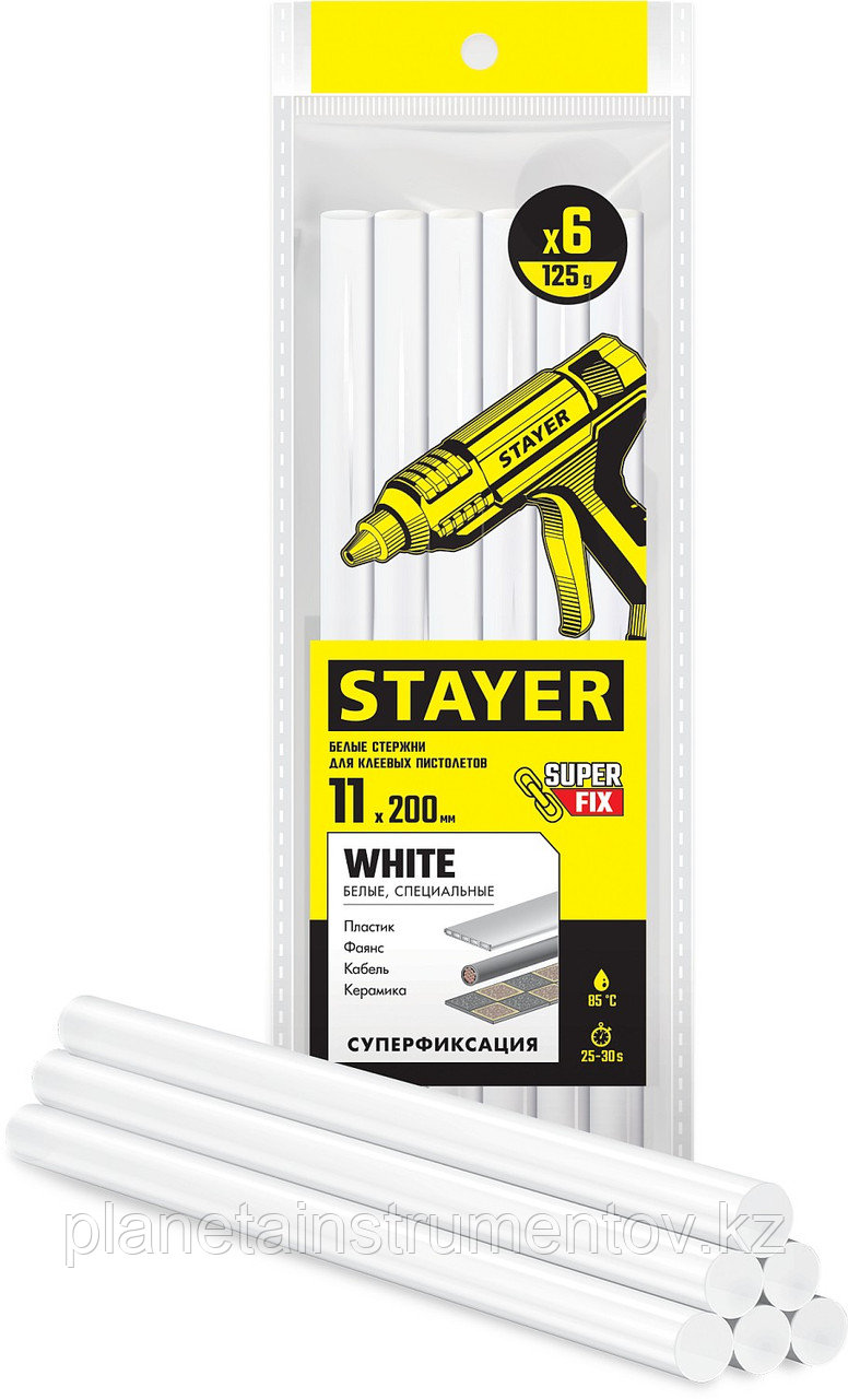 STAYER White белые 11х200 мм, 6 шт, Клеевые стержни (2-06821-W-S06) - фото 1 - id-p113292457